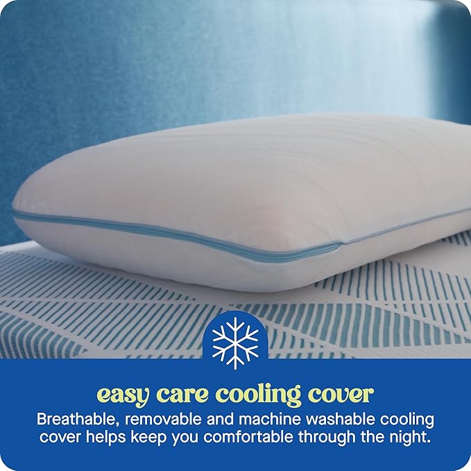 SEALY Dreamlife Queen Size Memory Foam Cooling Surface Guard Technology, Removable Machine-Washable Cover, 1 Year Warranty, White Pillow