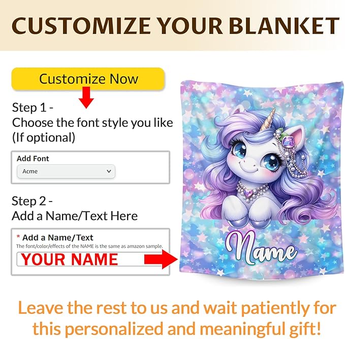 Unicorn Blanket for Girls 6-8 Custom Blanket for Women Adult Gift for Unicorn Lovers, Cozy Fuzzy Flannel Throw for Bed Sofa Room Decor Travel