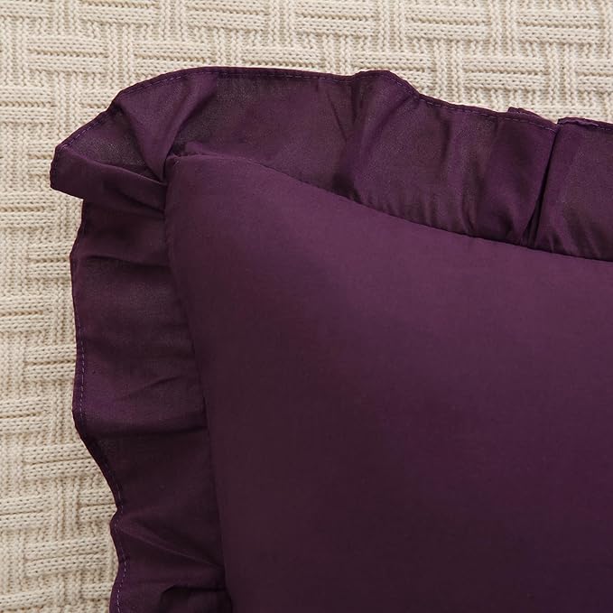Merryword Dark Purple Body Pillow Cover 20x54inches Long Pillowcase Ruffled Pillowcases Shabby Chic Ruffled Fringe Decor Body Ruffled Pillow Sham Cute Pillowcase