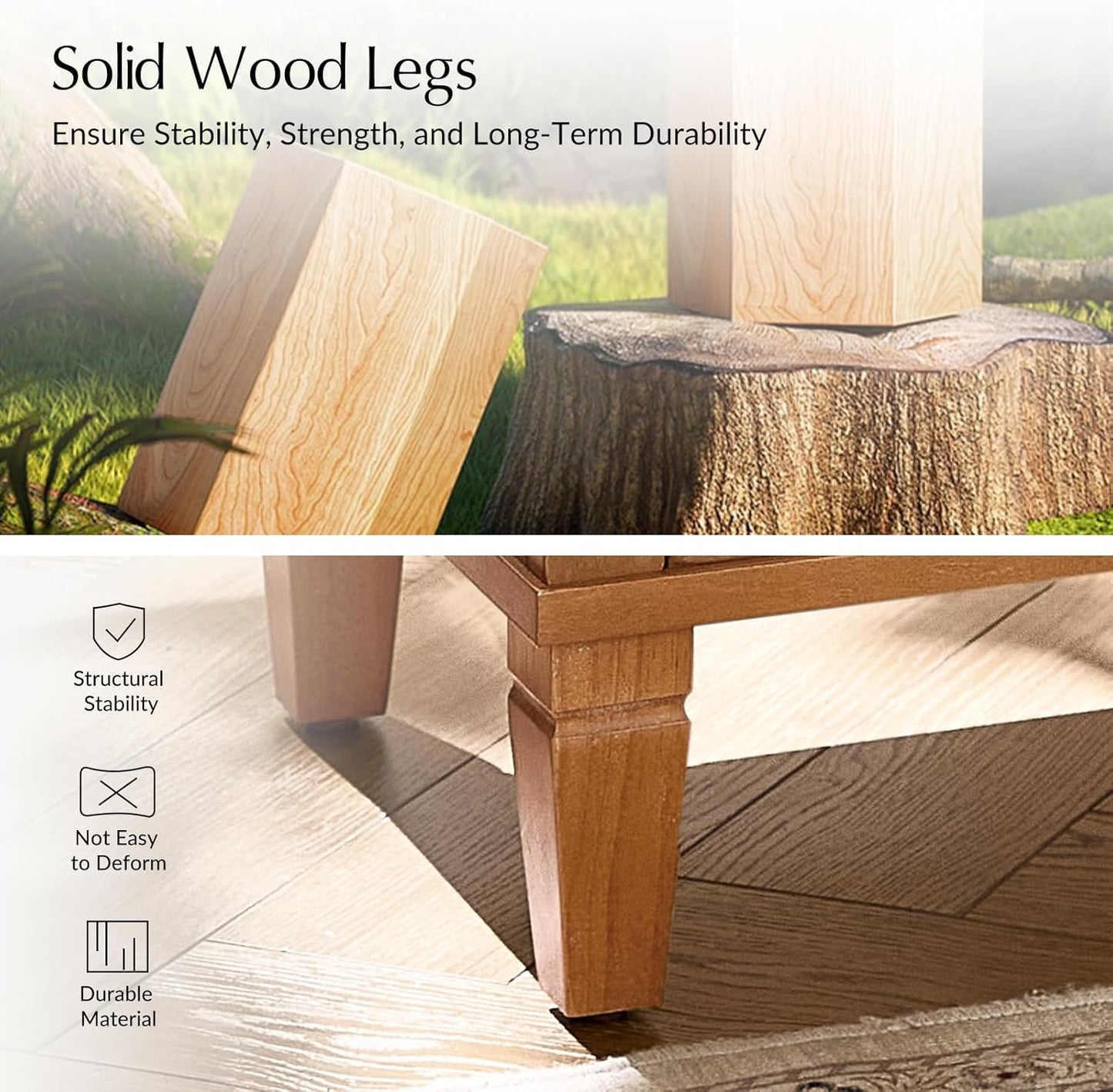 HULALA HOME Farmhouse Nightstand with Charging Station, Pull-Out Tray, 3 Drawers Nightstand with Solid Wood Legs, Wood Veneer Bedside Table with Open Shelf Set of 2, Acorn