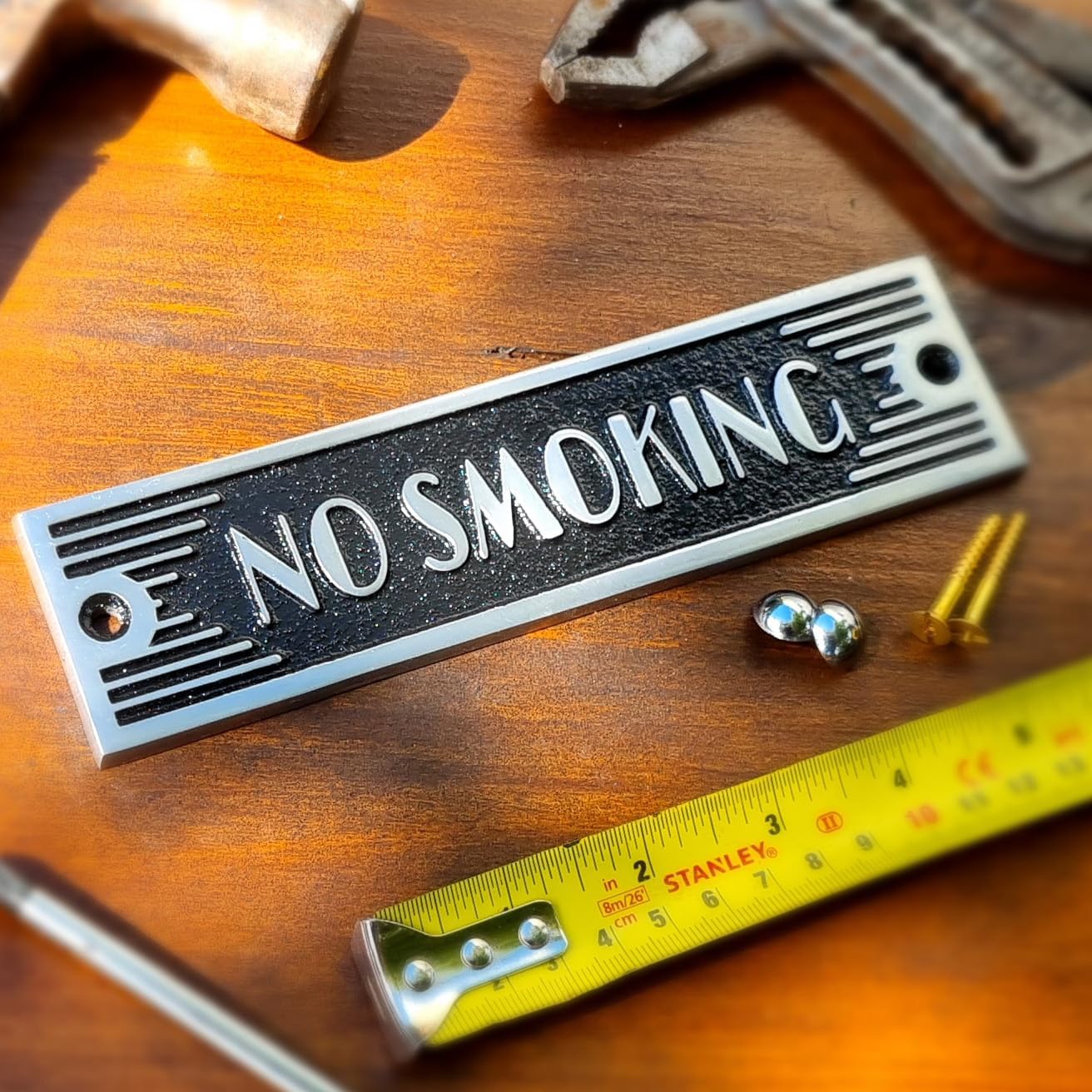 The Metal Foundry No Smoking Metal Door Sign. Art Deco Style Home Décor Accessories Door Or Wall Aluminium Plaque. Handmade In England.