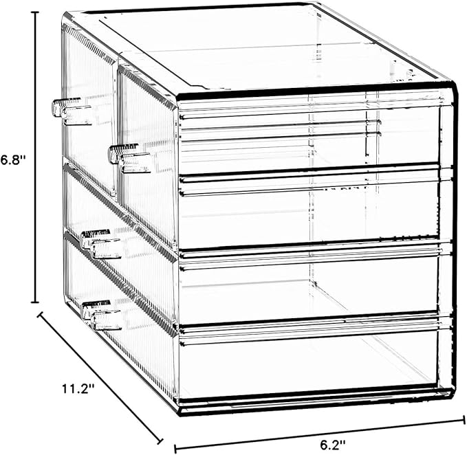 ZHIAI Stackable Storage Drawers, Acrylic Bathroom Counter Organizer Clear Makeup Organizers for Vanity, Kitchen Cabinets, Bathroom, Undersink, Home Organization and Storage (4 Drawers, Pattern D)