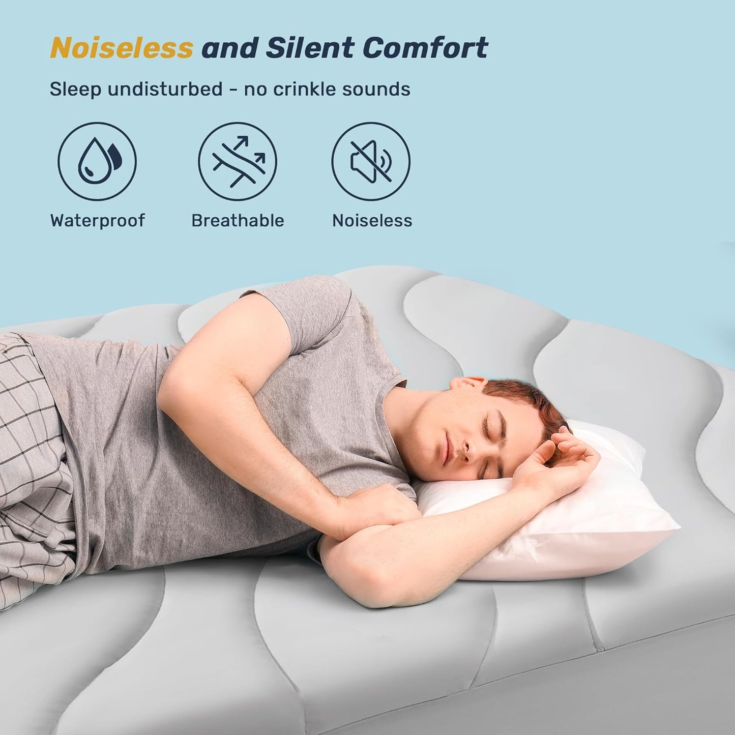 Waterproof Cooling Mattress Pad Twin, Cooling Mattress Protector for Hot Sleepers, 5-Layers Noiseless Washable Mattress Cover with 8"-21" Deep Pocket (Light Grey, 39x75)