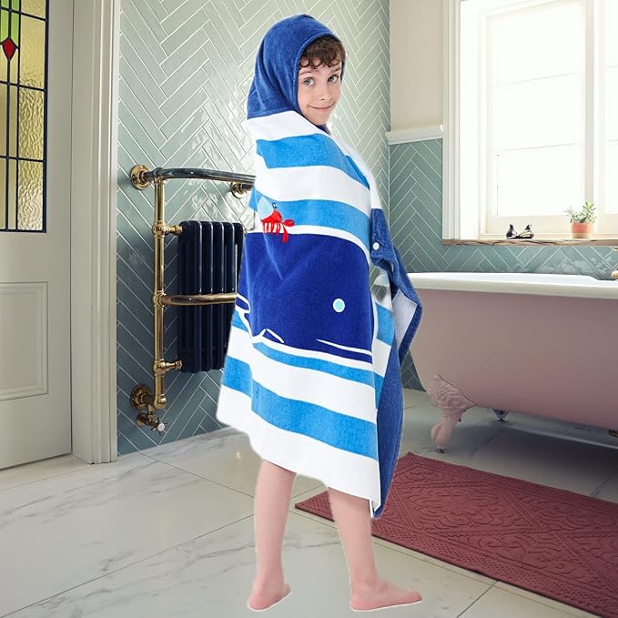 Kids Bath Towels, Kids Towel Girls Boys Hooded Beach,Bathroom,Pool Swim Towels 30 × 50 INCH Large Size Ultra Absorbent Cute Cartoon Animal Full Vitality 100% Cotton Wearable Wrap for Child