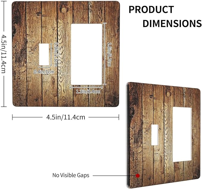 Rustic Brown Wood Natural Wooden Outlet Covers 1 Toggle 1 Rocker Combination Electrical Switch Plates Light Switch Cover Plate Decorative Wall Plate for Bedroom Home Decor