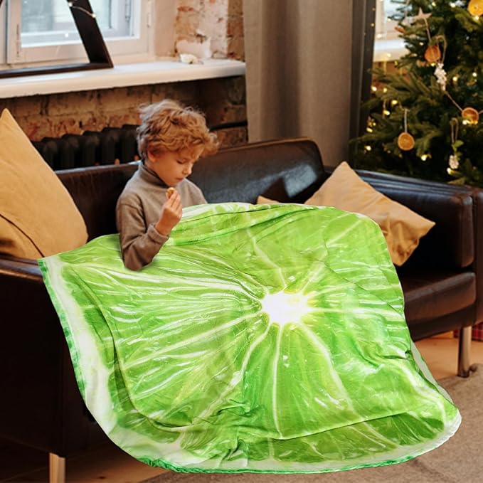Vessia Lime Throw Blanket, Realistic Funny Food Blanket for Adults and Kids, 300GSM Soft Throw for Couch, Sofa, Bed, Fun Home Decor for All Seasons, 60 inches