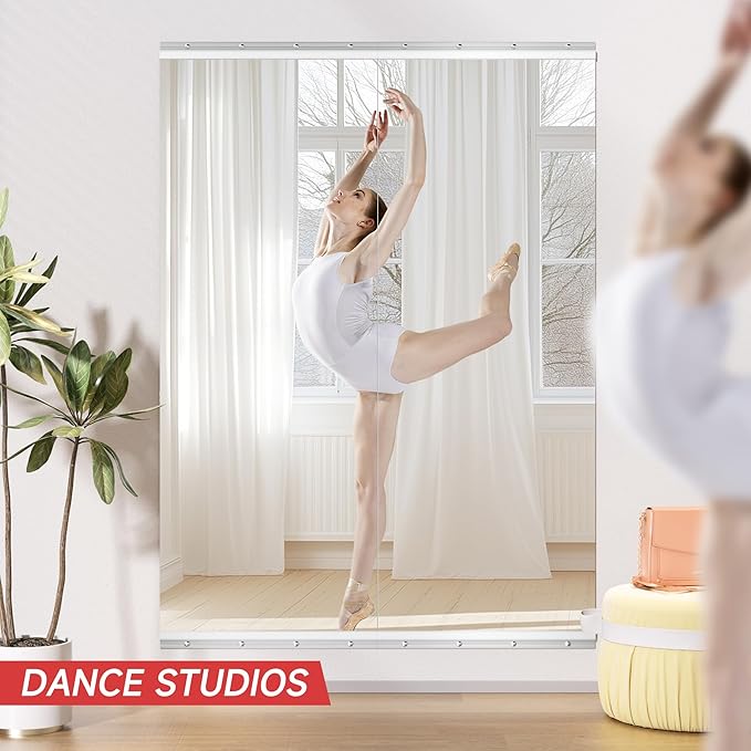 Home Gym Mirror, 63'' x 24'' x 2PCS, Large Full Body Mirror for Yoga, Frameless Tempered Glass, Wall Mounted for Home Gym, Garage, Bedroom, Bathroom