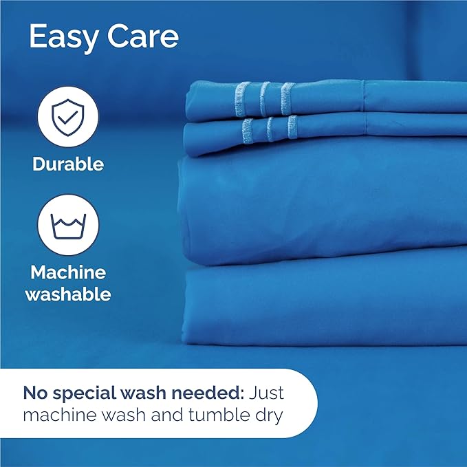 Split King Size 5 Piece Sheet Set - Comfy Breathable & Cooling Bed Sheets Set - Hotel Luxury Bedding for Women, Men, Kids, Teens, Boys & Girls - Deep Pockets and Wrinkle Free - Oeko-Tex - Royal Blue