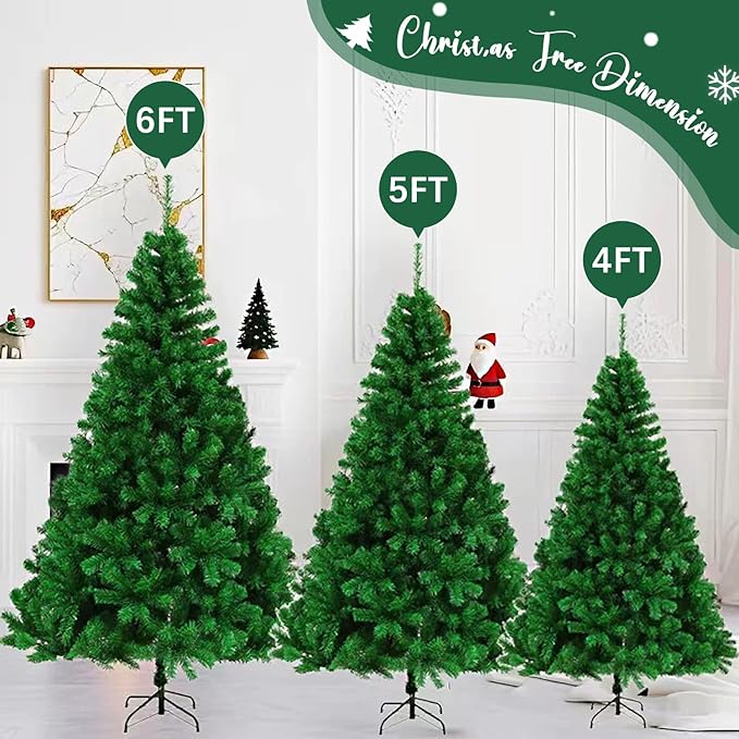 6ft Artificial Christmas Tree, Xmas Tree with 1,000 Branch Tips, Arbol de Navidad with Fold-Able Base Stand, Premium North Valley Spruce for Home, Office, Shop Decoration