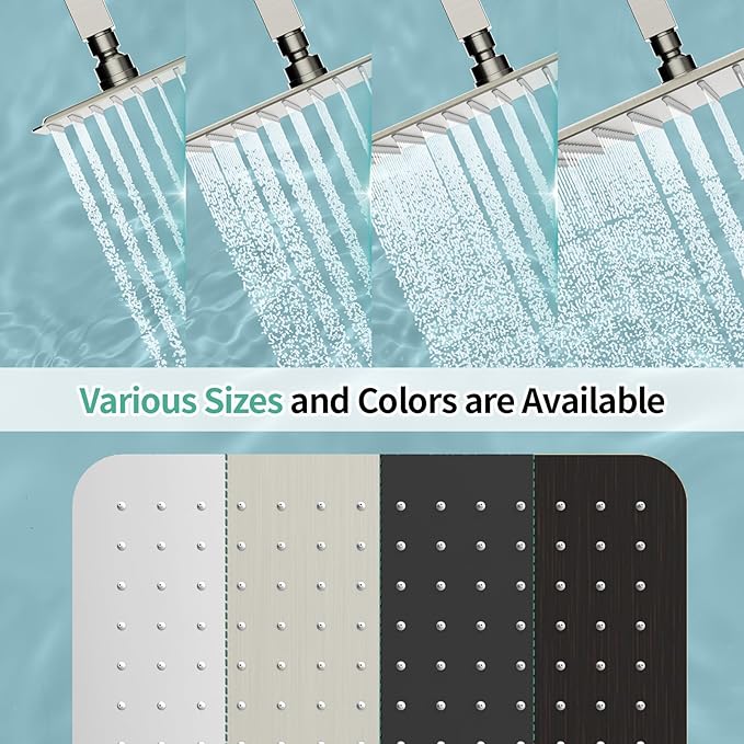SR SUN RISE 16 Inch Extra Large Rain Shower Head Brushed Nickel 304 Stainless Steel High Pressure Rainfall Showerhead Ultra Thin Water Saving