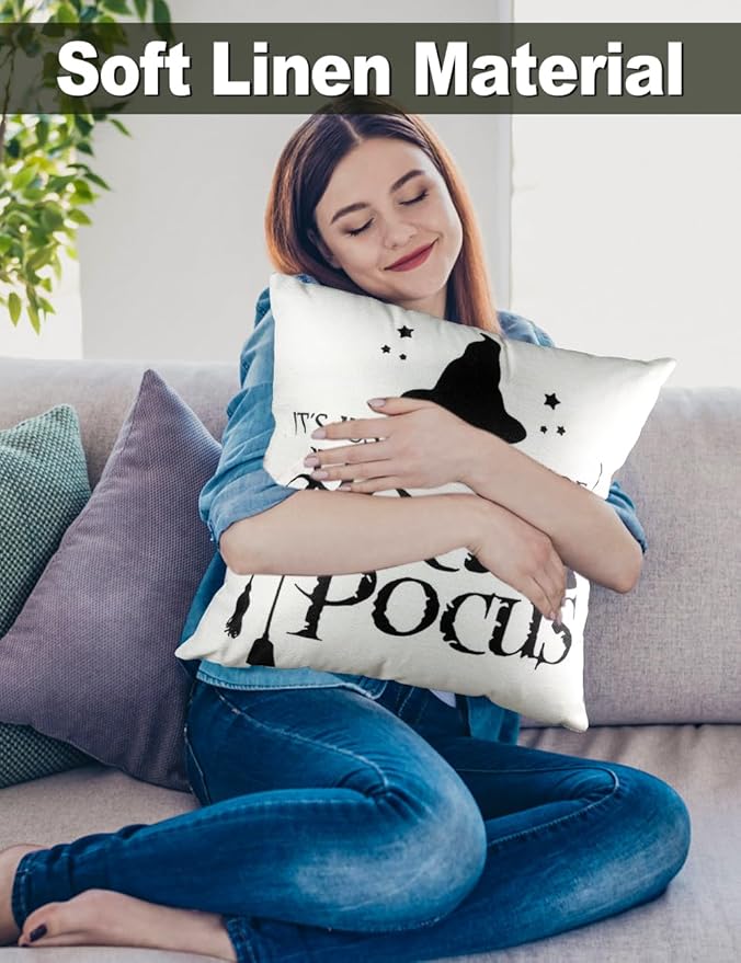 Halloween Decorations Set Of 4 Double-Sided Print Pillow Covers 20" x 20", with 8 Cute Halloween Decor Patterns, Elegant Invisible Zipper, Soft Linen Throw Pillow Covers for Outdoor & Indoor Use