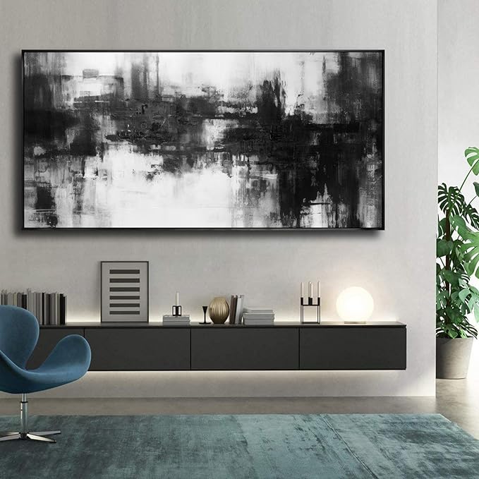 VHMING Abstract Wall Art Large Size Framed Modern Minimalist Canvas Painting Living Room Decor 30"x60"