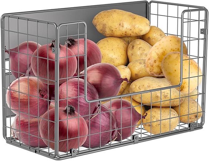 Ofiray-home Magnetic Fridge Shelf, Fruit Potato & Onion Storage Bins, Pantry Organizers, Large Container Basket for Refrigerator, Kitchen Counter, Cabinet (1, Silver)