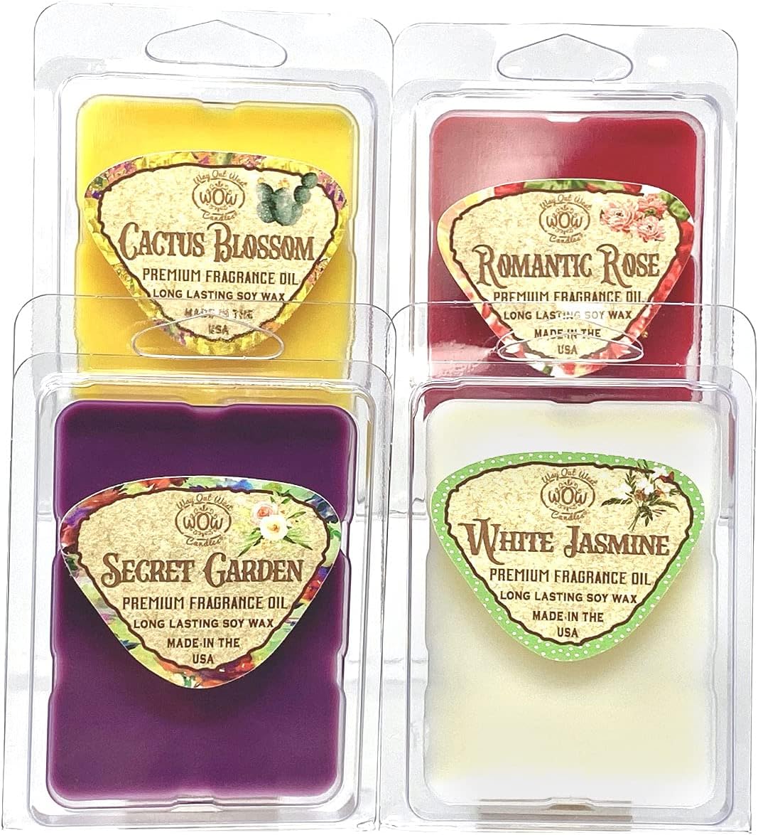 Wax Melts-Scented Wax Melts for Wax Warmers - Highly Fragrant Air Freshener - Floral Variety 4 Pack Assorted Set of 6 Melt Cubes - Made in USA by Way Out West Candles