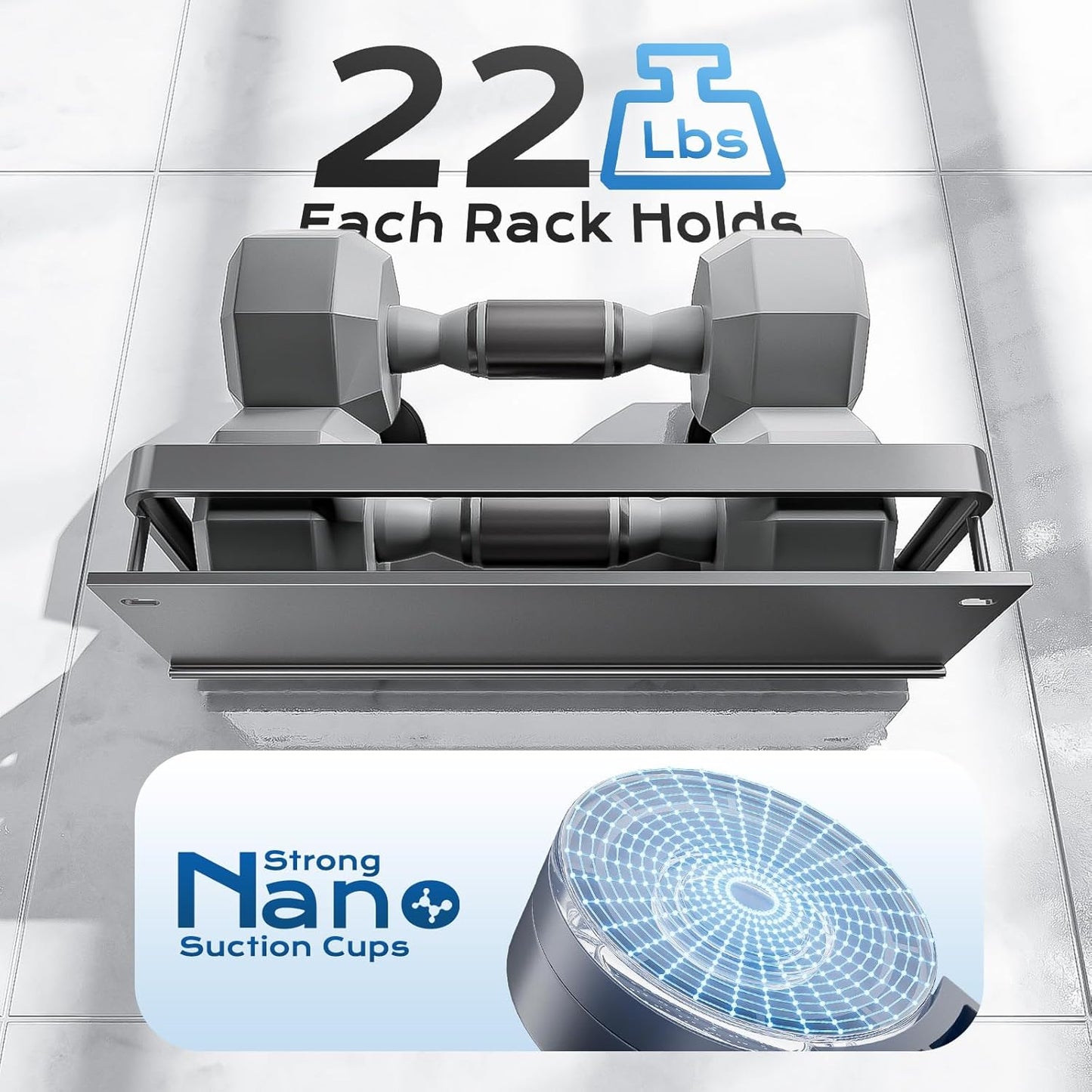 ONXE Suction Cup Shower Caddy,2 Pack Spice Rack No-trace for Bathroom with 5 Hook Rack for Smooth Wall, Seasoning Organizer Stuff Storage Shelf,Home Kitchen Accessories Gadgets