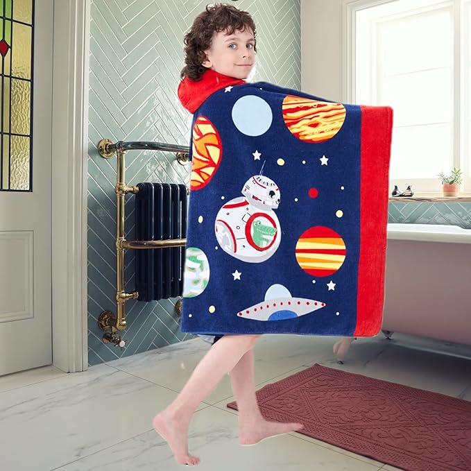 Kids Bath Towels, Kids Towel Girls Boys Hooded Beach,Bathroom,Pool Swim Towels 30 × 50 INCH Large Size Ultra Absorbent Cute Cartoon Animal Full Vitality 100% Cotton Wearable Wrap for Child