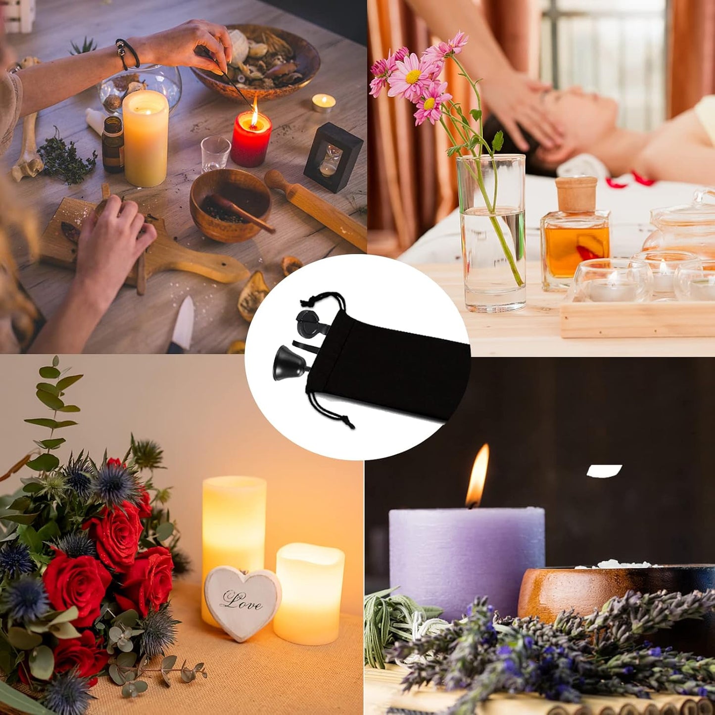 3 in 1 Candle Accessory Set, Candle Wick Trimmer Cutter, Candle Snuffer & Candle Wick Dipper for Candle Aromatherapy Lover Gift, Stainless Steel Candle Care Kit (Black)