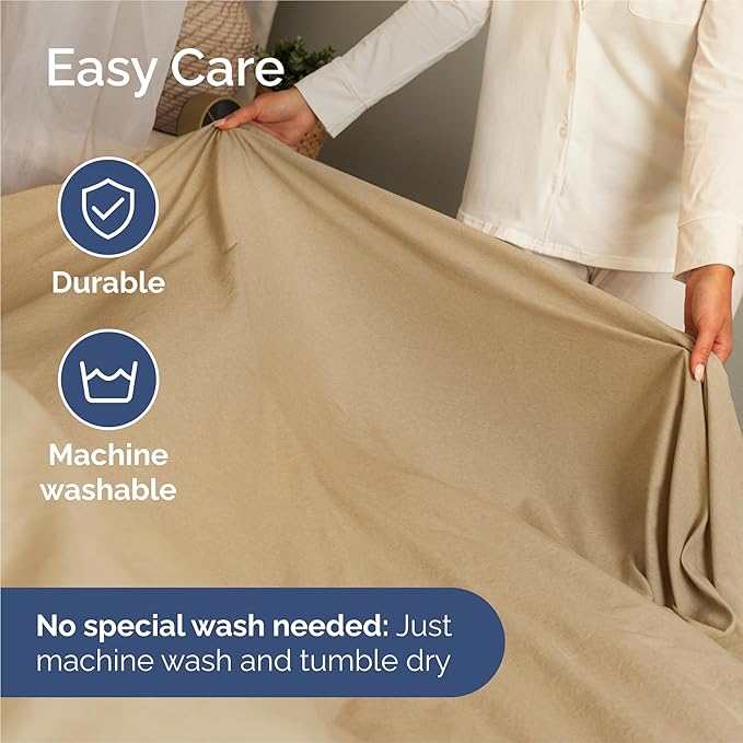 Split King Size 5 Piece Sheet Set - Comfy Breathable & Cooling Bed Sheets Set - Hotel Luxury Bedding for Women, Men, Kids, Teens, Boys & Girls - Deep Pockets & Wrinkle Free - Tan (Heathered Sheets)