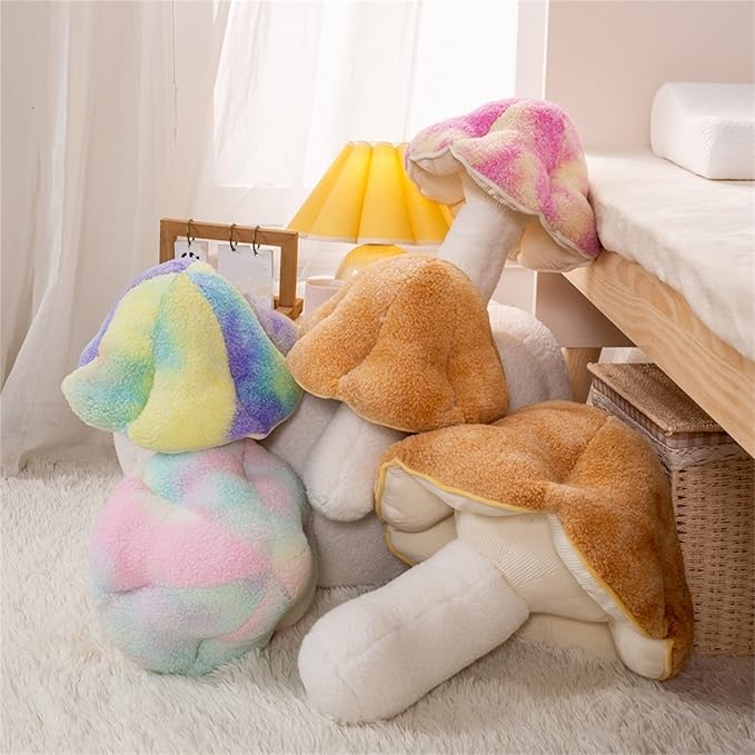 Mushroom Pillow Floor Pillow Sofa Cushion Home Decoration Reading Pillow (32cm, Khaki)
