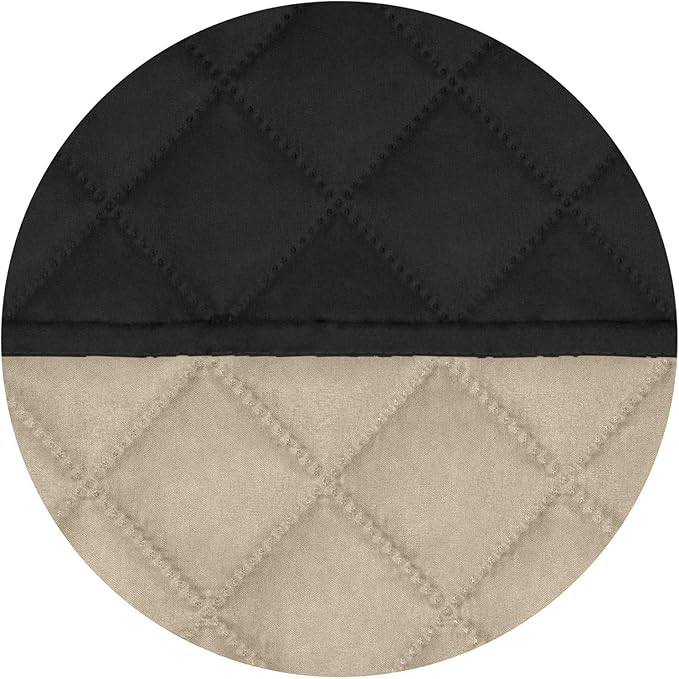 PureFit Reversible Quilted Oversized Recliner Sofa Cover, Water Resistant Furniture Protector, Washable Couch Cover with Elastic Straps for Kids, Dogs, Pets (Large, Black/Beige)