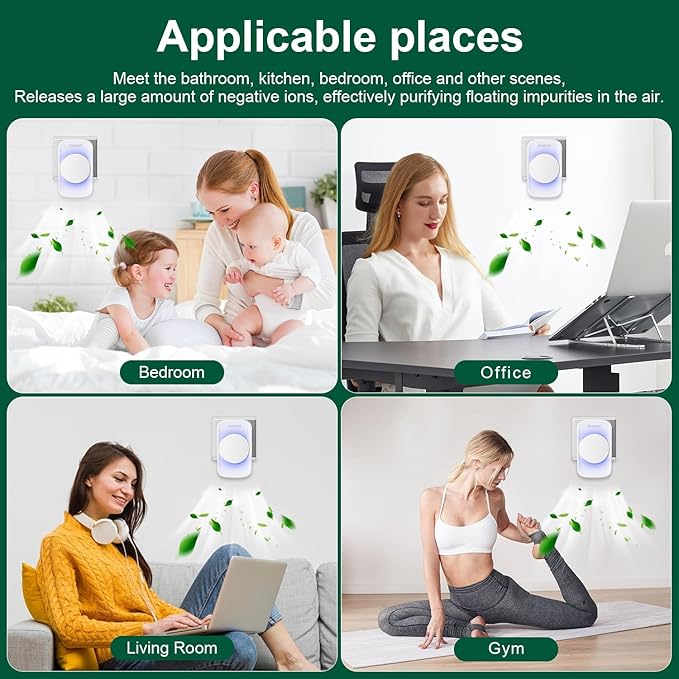JOSTART- Air Ionizers (1 Pack)- Plug In Negative Ion Air Purifiers - Quiet Air Freshener for Home, Bedroom, Office, Basement - Portable Air Purifier Odor, Smoke, Dust, Pet Smell - Mini Air Cleaner