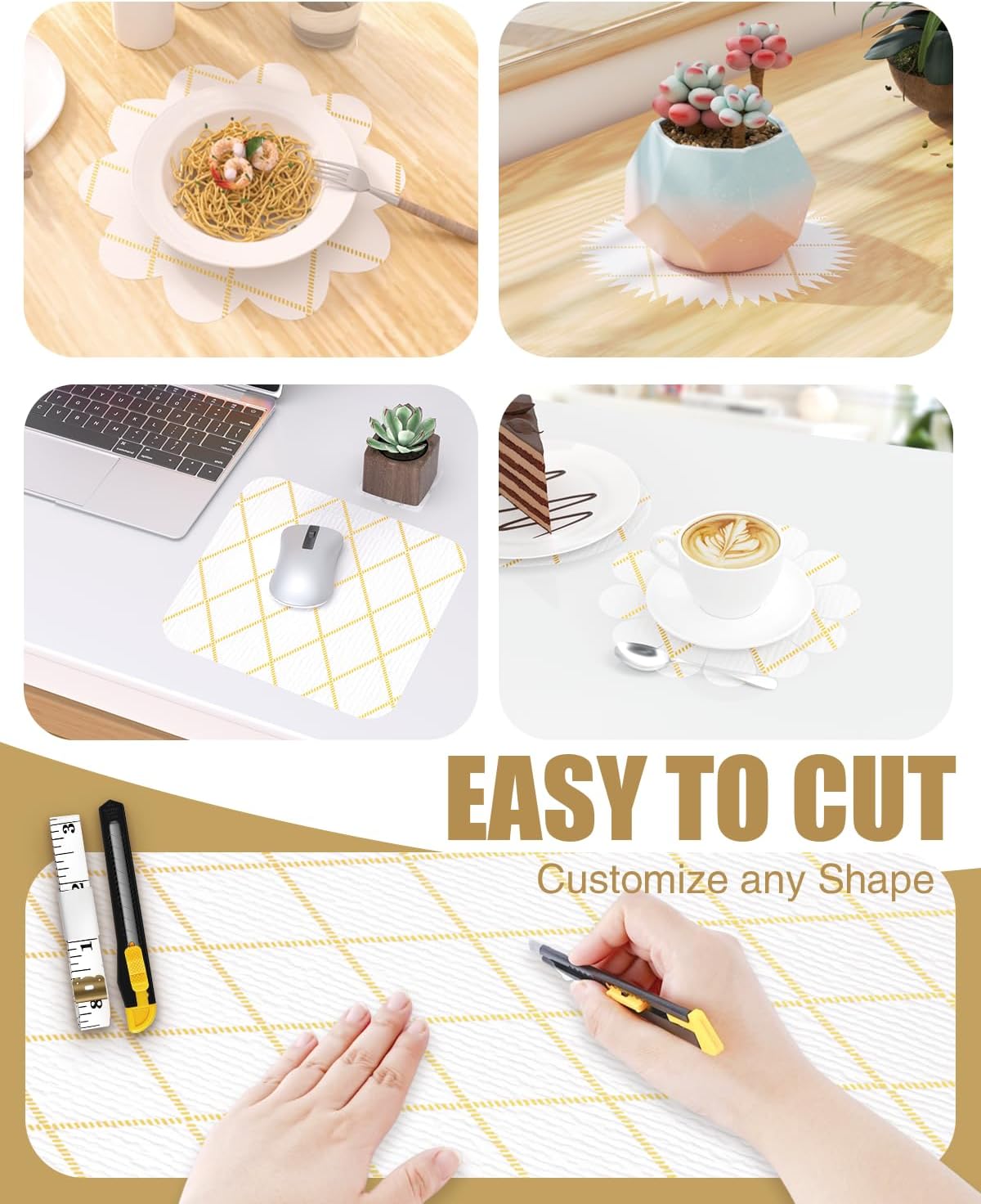 Drawer and Shelf Liner, Non-Adhesive Kitchen Cabinet Liners, Non Slip Shelf Paper Waterproof Washable Thickened for Dresser Pantry Shelve Bathroom Protector