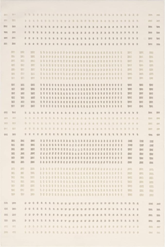 nuLOOM 2' x 3' Indoor Area Rug, 100% Recycled PET, Machine Washable, Oeko-TEX Certified, Medium Pile, Pet-Friendly, Rowyn Geometric Cream