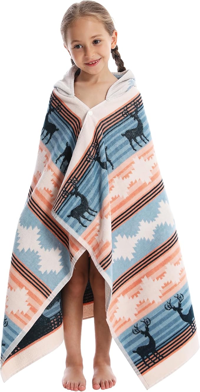 Kids Bath Towels, Kids Towel Girls Boys Hooded Beach,Bathroom,Pool Swim Towels 30 × 50 INCH Large Size Ultra Absorbent Cute Cartoon Animal Full Vitality 100% Cotton Wearable Wrap for Child