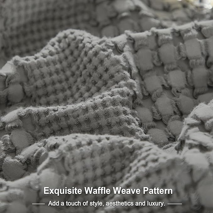 PHF 100% Cotton Waffle Pillow Shams Standard Size, 2 Pack 20" x 26" Soft Skin-Friendly Pillowcases, No Filling, Aesthetic Woven and Breathable Waffle Weave Pillow Case Covers for Bed, Dark Grey