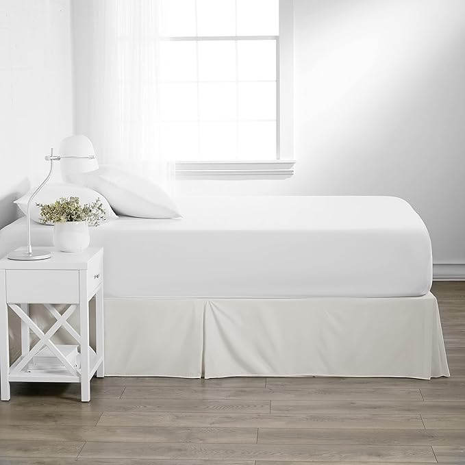 Linen Market Bed Skirt - Ultra Soft Microfiber - Easy Fit with 14 Inch Tailored Drop - Hotel Quality, Shrinkage & Fade Resistant - Bed Cover - Cal King Bed Skirt - Bedroom Décor - (Cal King, Ivory)