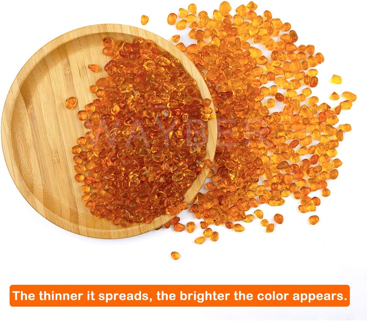 WAYBER Glass Stones, 1Lb/460g Irregular Sea Glass Pebbles Non-Toxic Artificial Crystal Stones for Vase Filler/Aquarium Decoration/Gems Displaying/Wishing Bottle Making, Orange