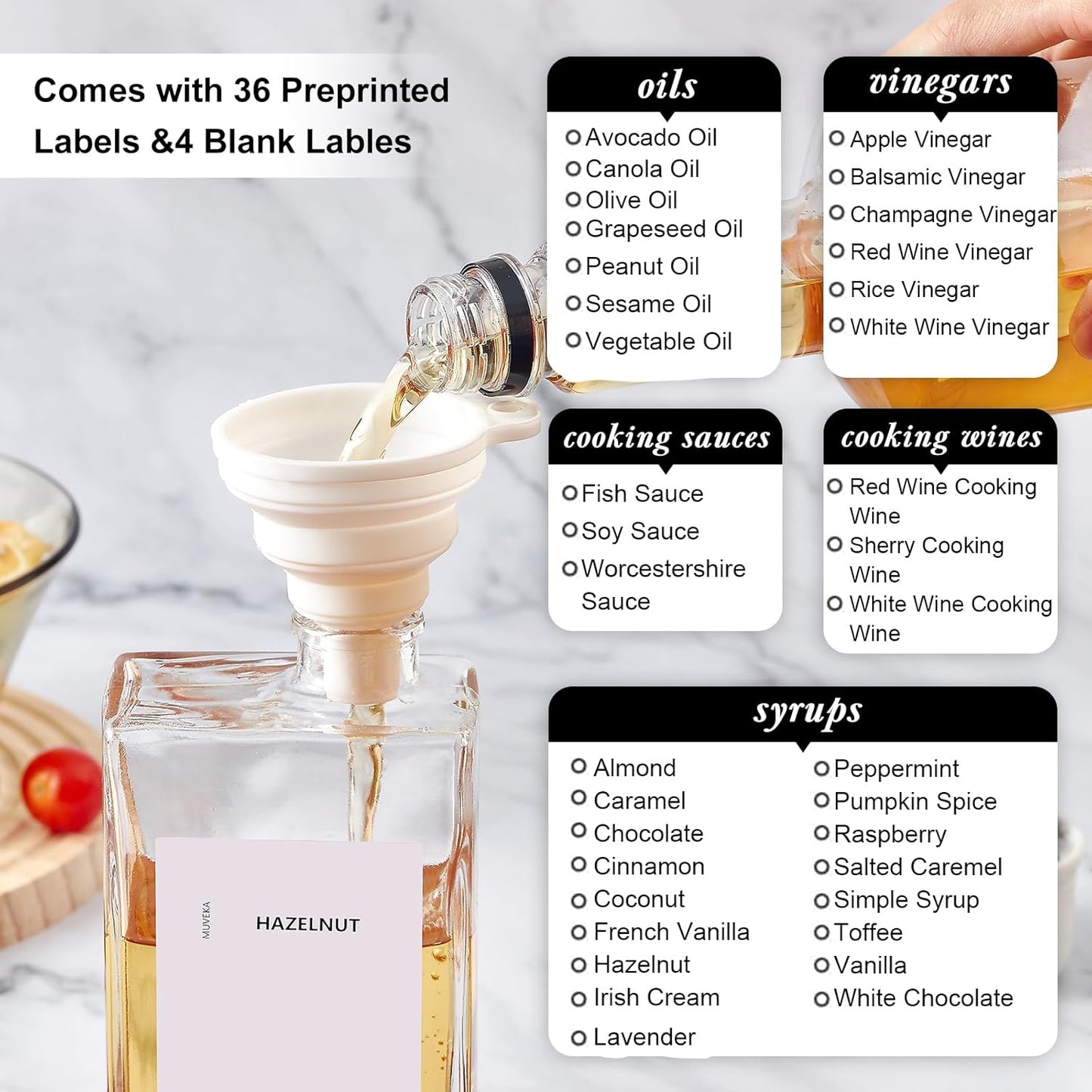 Olive Oil Dispenser Bottle for Kitchen, 16.9 oz/ 500 ml Vinegar Dispenser, Cooking Oil Dispenser Set, Glass Cruet with Pourer Spouts for Vinegar, Coffee Syrup Dispenser