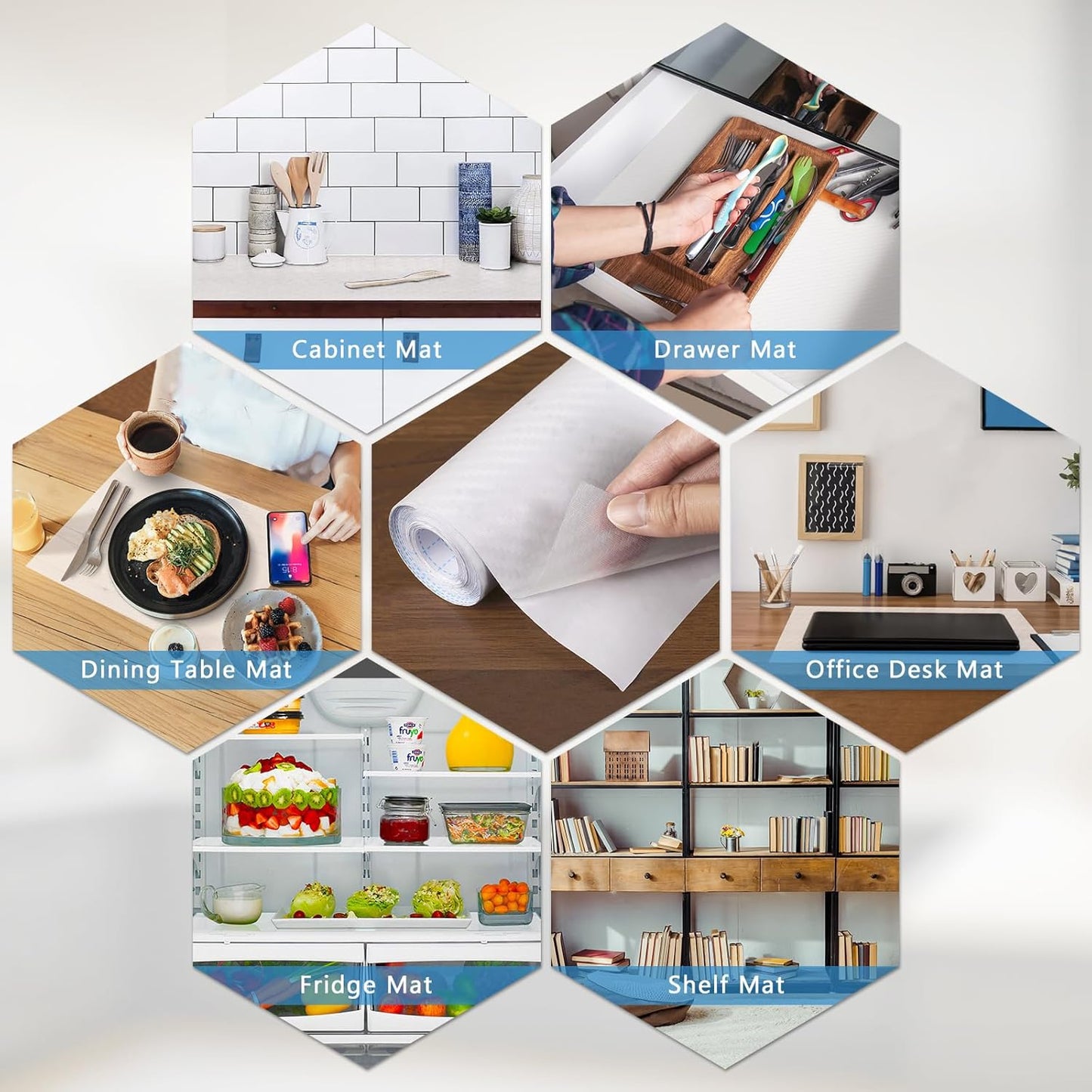 Self-Adhesive Shelf Liner Kitchen Liner, Waterproof Backed Paper Easy Peel and Stick Contact Liner Without Residue for Decor Your Desk Surface, Kitchen Countertops (Clear, 23.6 x 118.1 inches)