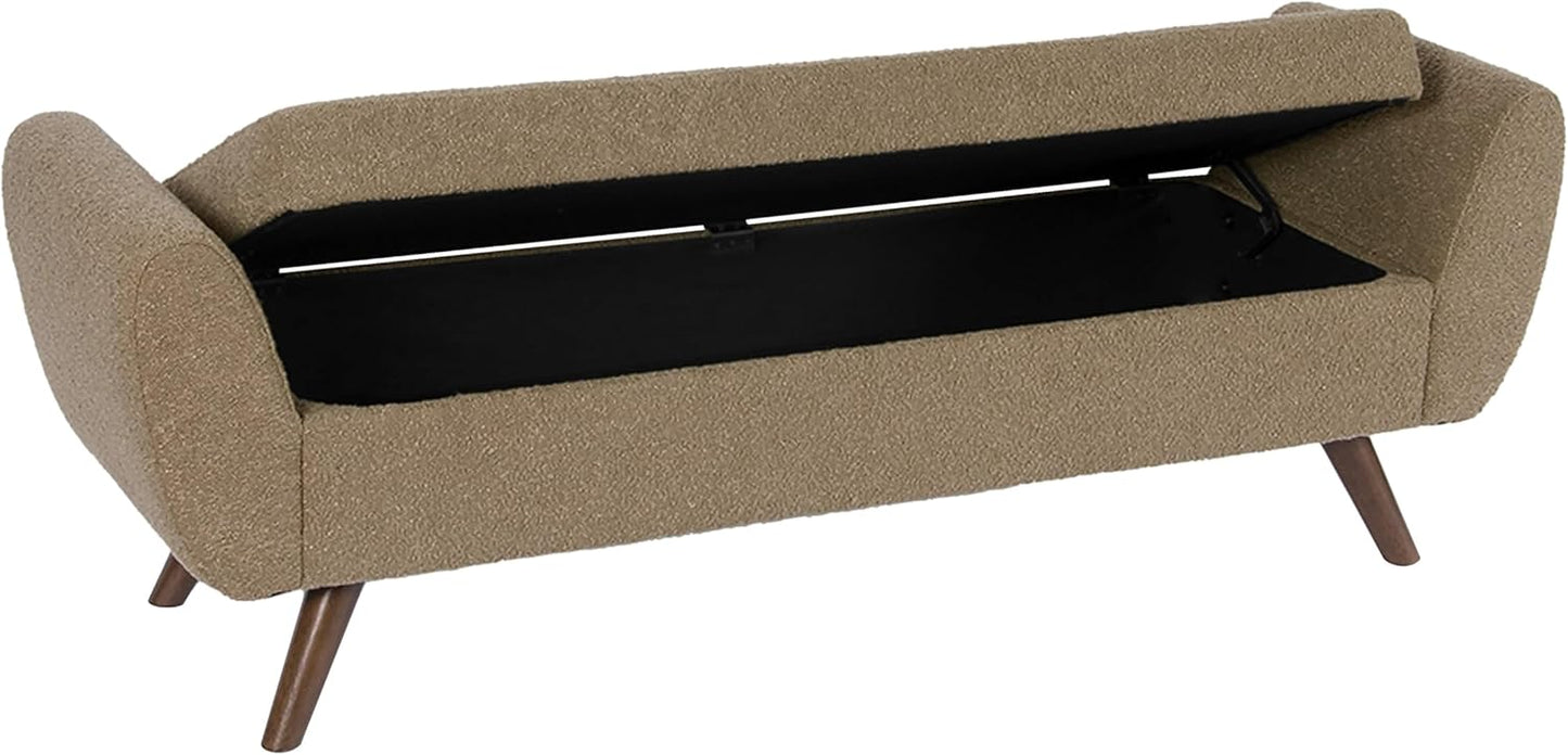 HomePop Modern Storage Bench with Wood Legs |Homepop Home Décor|Bench with Storage for Living Room & Bedroom - Brown