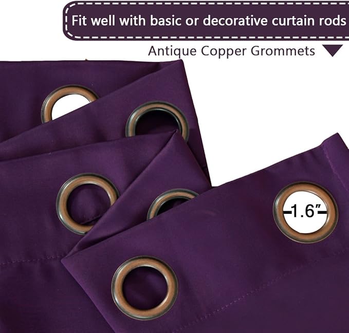 H.VERSAILTEX Blackout Patio Curtains 100 x 108 Inches for Sliding Door Extral Wide Blackout Curtain Panels Thermal Insulated Room Divider - Grommet Top, 9' Tall by 8.5' Wide - Plum Purple