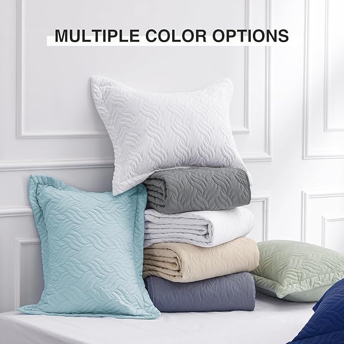 Love's cabin California King Size Quilt Bedding Set Light Blue Bedspread - Cal King Summer Lightweight Bedspread Comforter - Wave Pattern Coverlet for All Season - 3 Pieces (1 Quilt, 2 Pillow Shams)