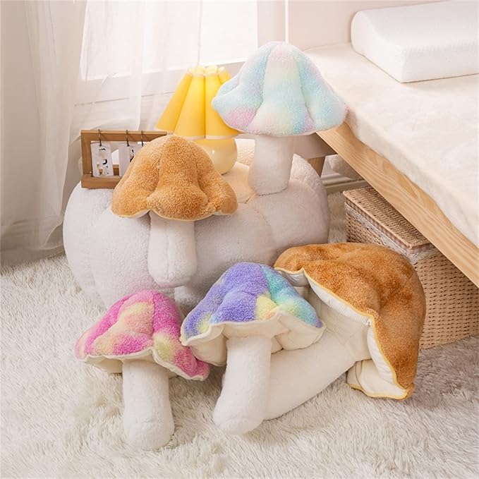 Mushroom Pillow Floor Pillow Sofa Cushion Home Decoration Reading Pillow (32cm, Pink)