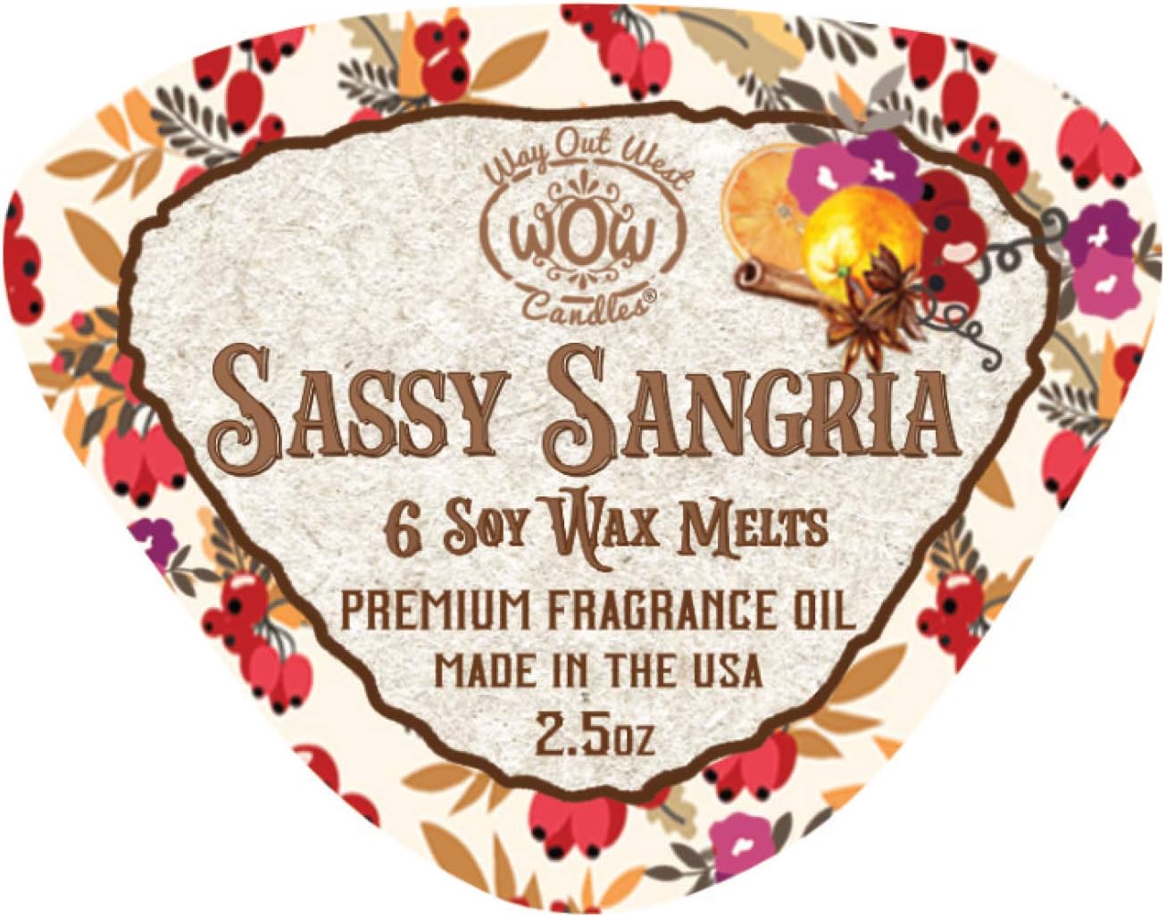 Scented Wax Melts for Wax Warmers - Highly Fragrant Air Freshener - 4 Pack Set of 6 Melt Cubes - Made in USA by Way Out West Candles (4, Sassy Sangria)