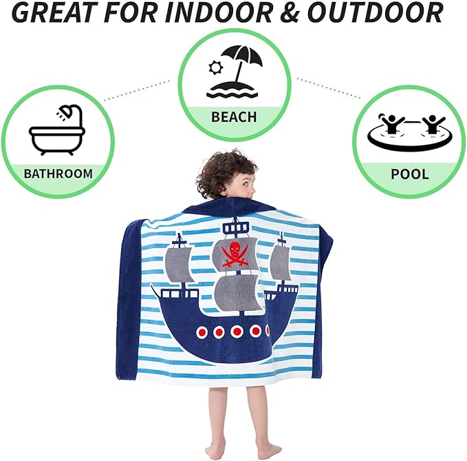 Kids Bath Towels, Kids Towel Girls Boys Hooded Beach,Bathroom,Pool Swim Towels 30 × 50 INCH Large Size Ultra Absorbent Cute Cartoon Animal Full Vitality 100% Cotton Wearable Wrap for Child