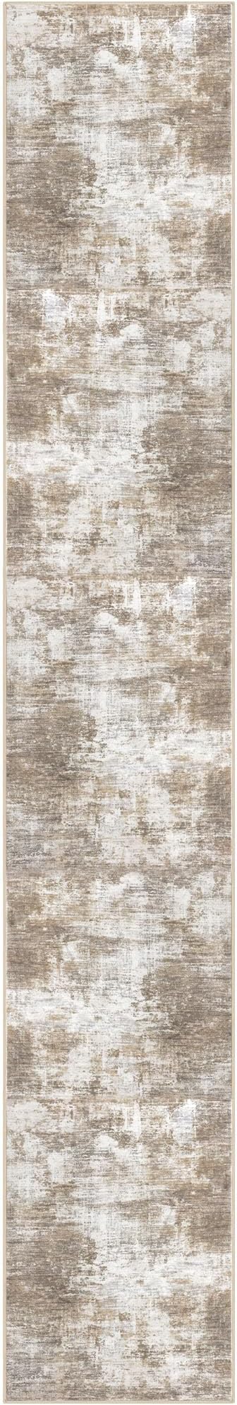 IOHOUZE Abstract Runner Rug 2x12 Ft Washable Runners for Hallways, Non Slip Kitchen Runner Printed Faux Wool Entryway Runner Indoor, Modern Abstract Floor Carpet for Hall Kitchen, Beige Brown