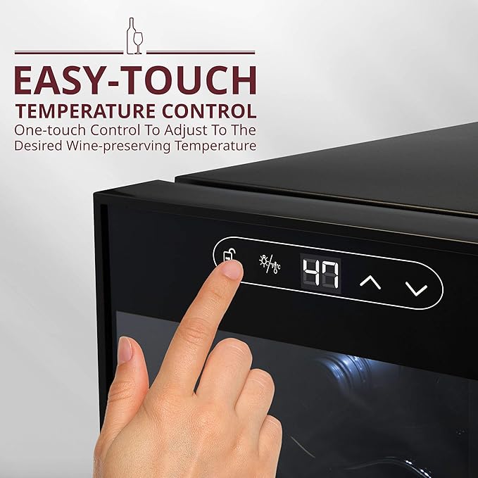 SCHMECKE 28 Bottle Compressor Wine Cooler Refrigerator w/Lock - Large Freestanding Wine Cellar - 41f-64f Digital Temperature Control Wine Fridge For Red, White, Champagne or Sparkling Wine - Black