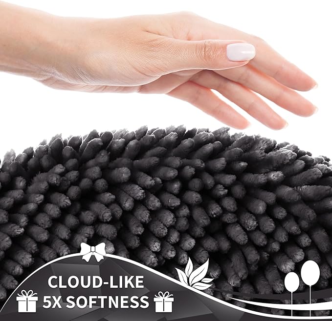 Yimobra Toilet Rugs U Shaped Washable, Soft Comfortable Toilet Mat for Bathroom Floor, Non-Slip Contour Bathroom Rugs for Toilet, Fluffy, Thick, Dry Quickly Absorbent Water, 24.4 x 20.4, Dark Grey