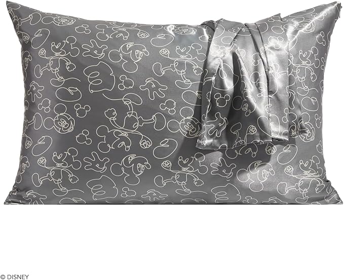 Kitsch Disney Mickey Mouse Satin Pillowcase with Zipper Softer Than Silk, Cooling Pillow Case for Hair & Skin, Wrinkle-Free, Machine Washable, Queen/Standard 19x26