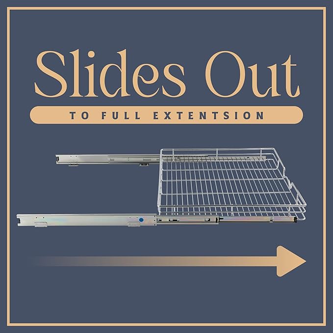 HOLDN’ STORAGE Pull Out Cabinet Organizer, Heavy Duty Caddy w/Lifetime Limited Warranty -26”W x 21”D - Requires At Least 27-1/4” Cabinet Opening, Steel Metal Cabinet Drawers Slide Out, Chrome