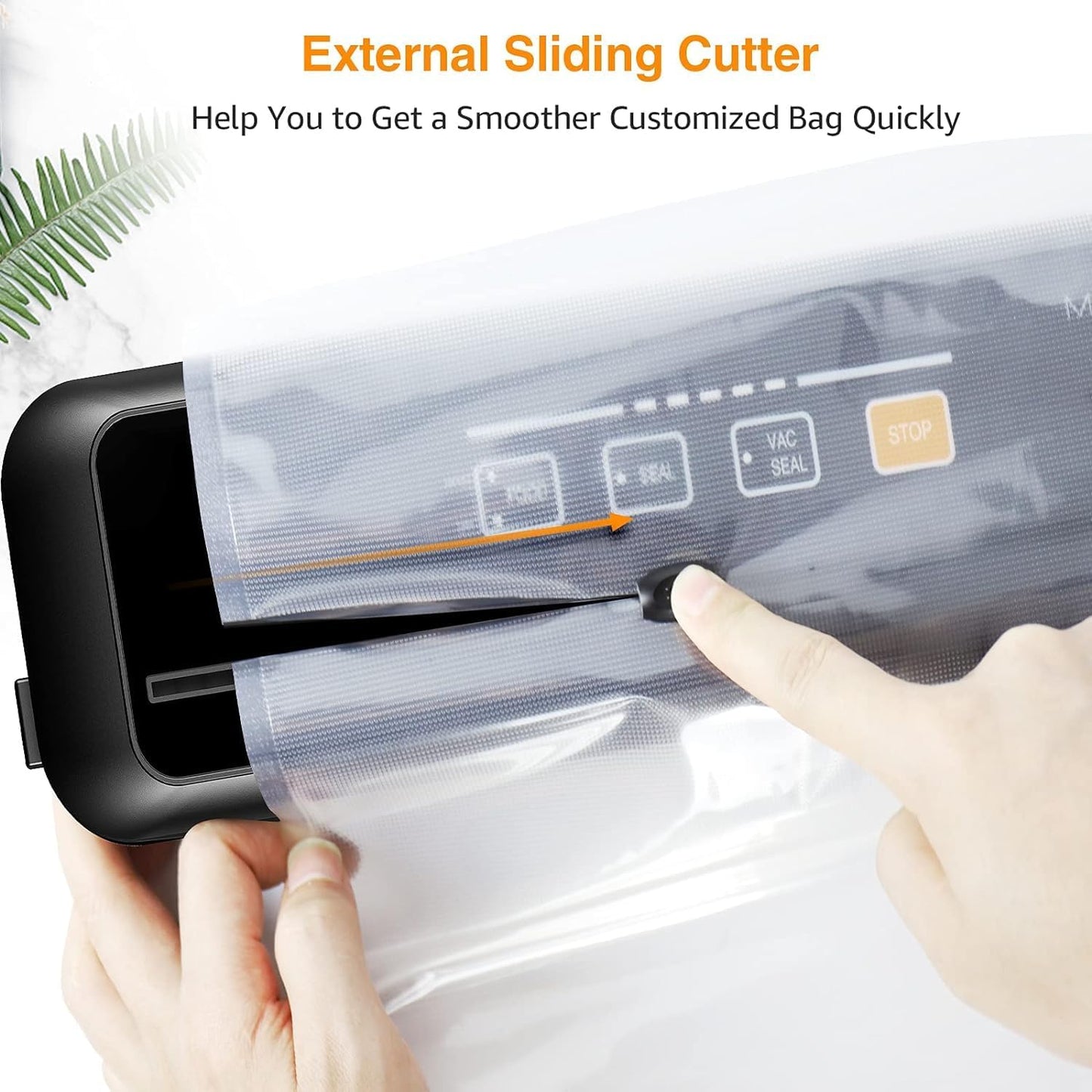 MEGAWISE Vacuum Sealer Machine, Portable Strong Suction Power Food Sealer, Bags and Cutter included with External Vacuum Function, Freshness Saver(Silver)