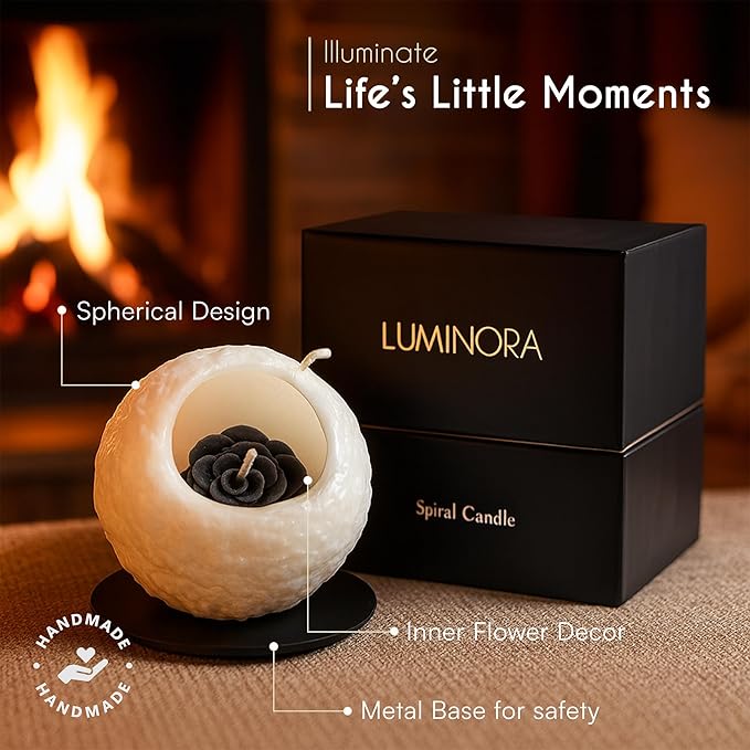 Spiral Cool Decorative Candle, Velas Decorativas, Spiral Melt Light, Spinning Burning, Spinning Gifts Unique Candle, Cool Candles, Soy, Beeswax, Fun Candles Spinner (Winter White - Vanilla)