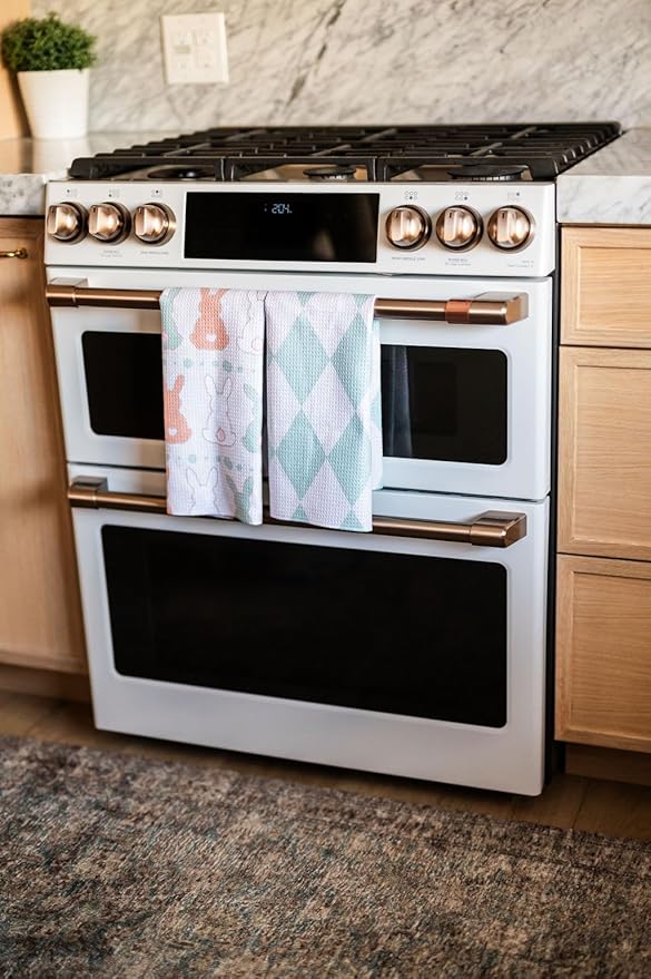 || 2 Pack Double Sided || Not Your Ordinary Dish Towels || Waffle Weave Microfiber || Tea Towels || Highly Absorbent || Hanging Loop || Dish Cloths || Designer Prints || Easter Bunny