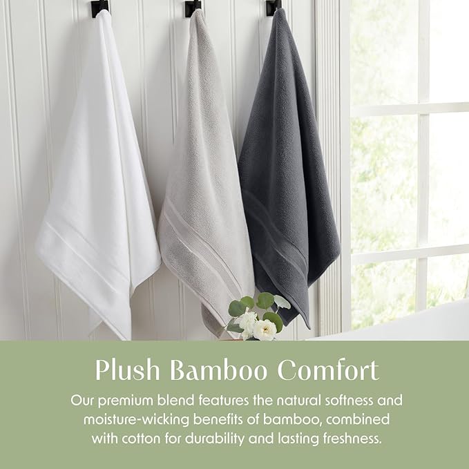 Springtree Home Luxury Viscose from Bamboo Bath Towel Set of 4 | 35% Viscose from Bamboo - 65% Cotton | Absorbent Quick-Dry Towels for Bathroom | Oeko-TEX Standard 100 Cotton | Iron Grey