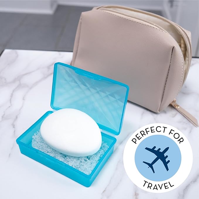 S&T INC. Bar Soap Holder for Kitchen, Bathroom, and Soap Dish, 6 Pack, Clear, 2.9 inches by 4.4 inches