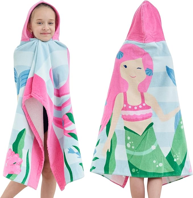 Kids Bath Towels, Kids Towel Girls Boys Hooded Beach,Bathroom,Pool Swim Towels 30 × 50 INCH Large Size Ultra Absorbent Cute Cartoon Animal Full Vitality 100% Cotton Wearable Wrap for Child